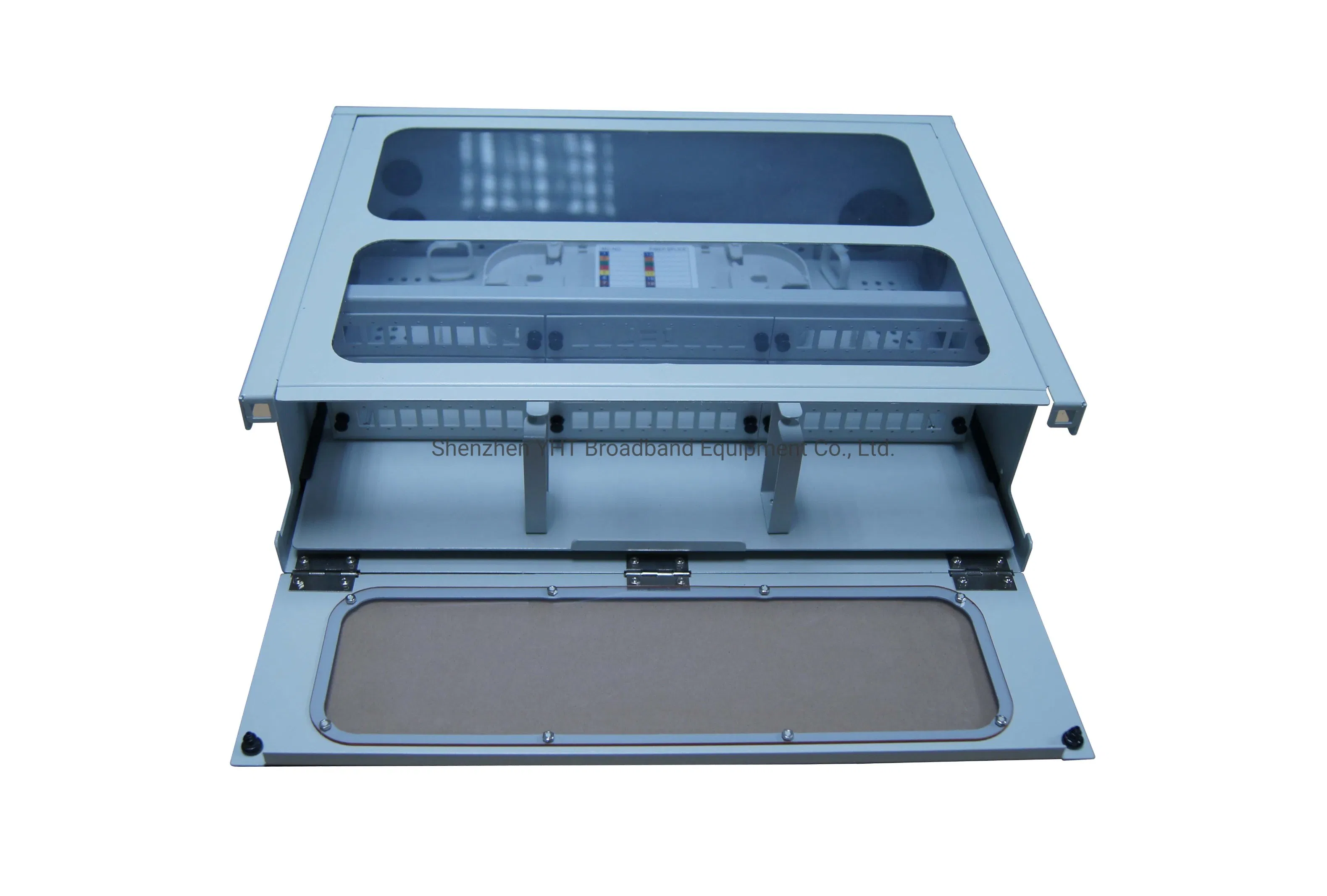 19 Inch Sliding Type with Transparent Top and Front Cover Fiber Optic Distribution Box ODF