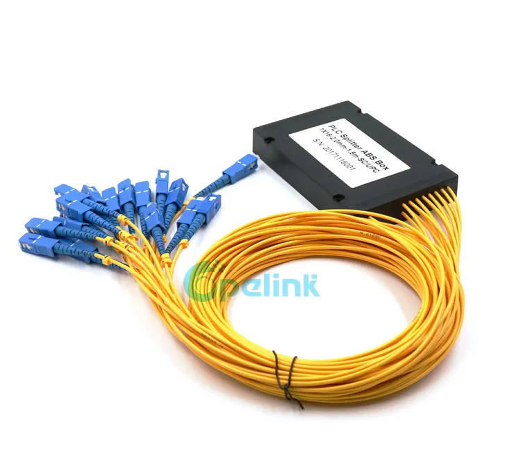 1X16 PLC Optical Splitter, 2.0mm Sc/Upc, ABS Box Package, Plastic Package