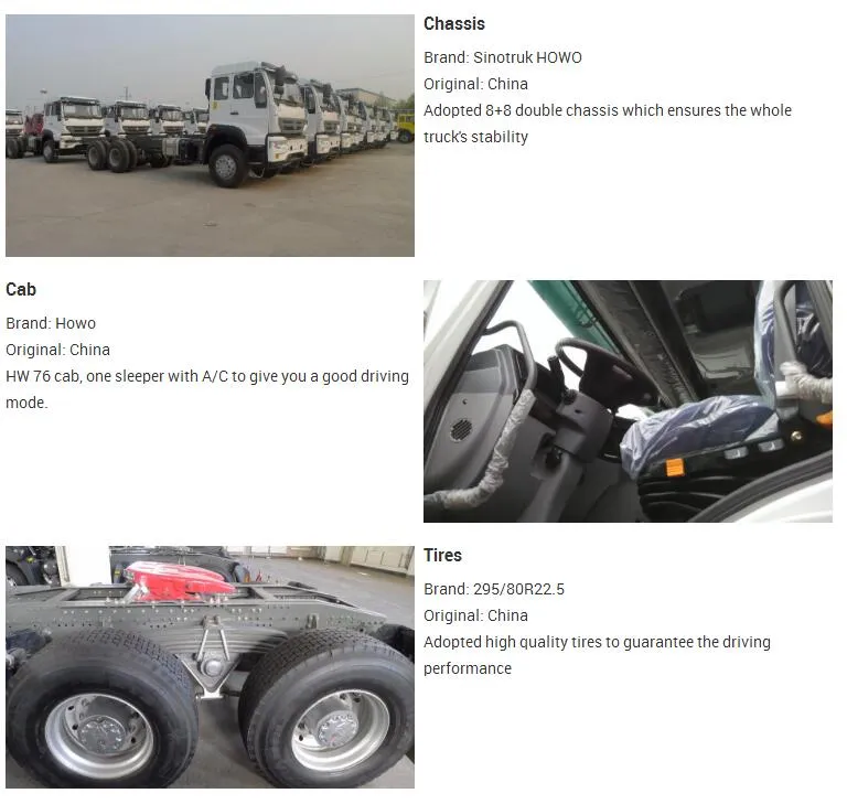 2017 Lowest Price Sinotruk HOWO 371 6*4 Trackor Head Truck Chassis for Sale