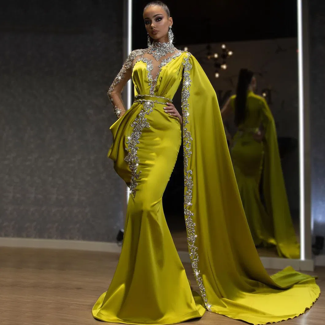 2021 New Western Hot Selling Sequined Sex Beading Ball Dress Satin Evening Party Frock Bridesmaid Gowns Plus Size