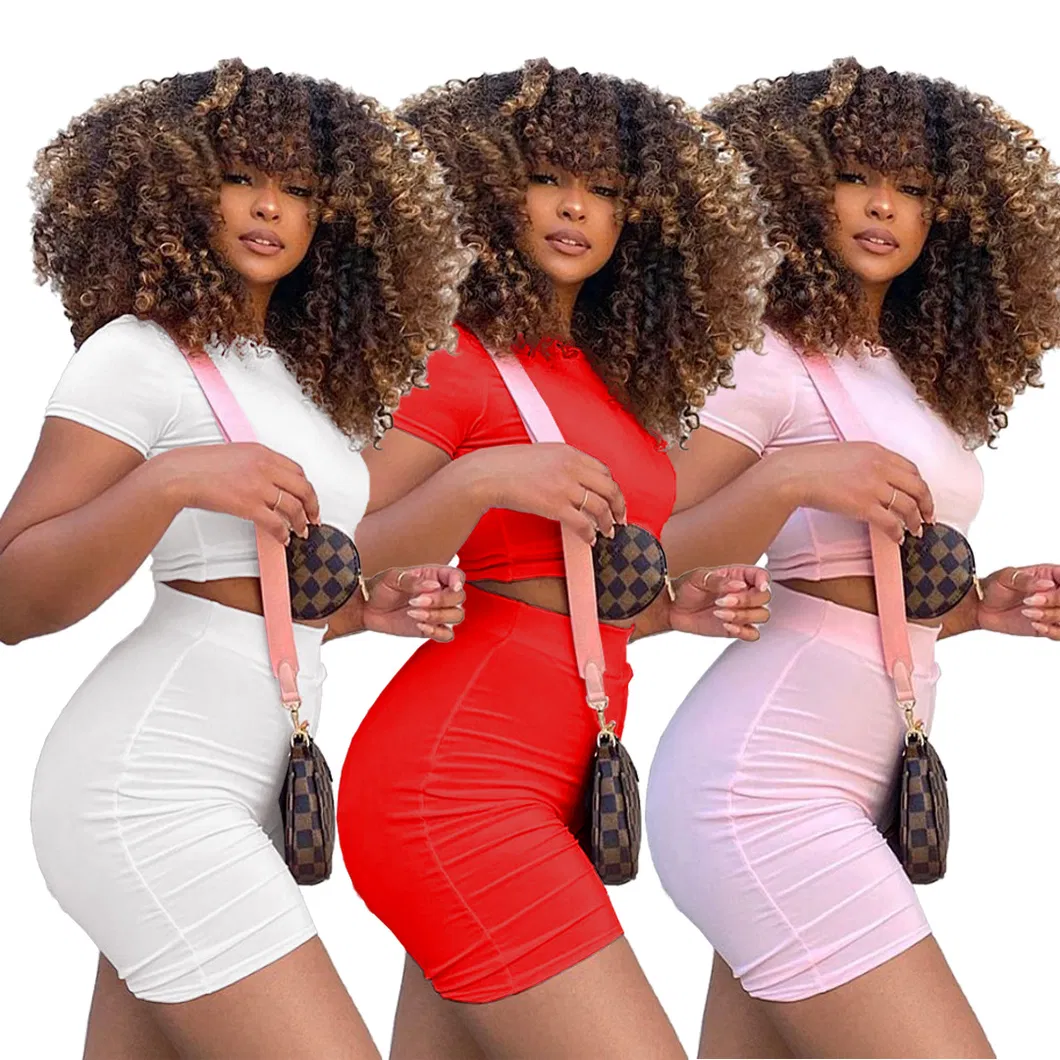2021 New Woman Gym Tube Top Pants Biker Two Piece Short Set Summer Outfit with Casual