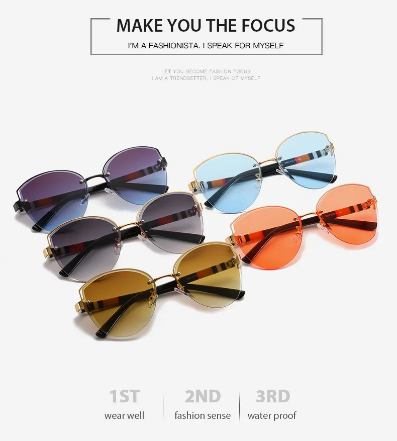 2021 Newly Fashion Cateye PC Lense with Metal Sunglasses