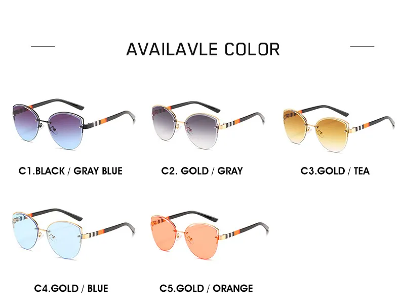 2021 Newly Fashion Cateye PC Lense with Metal Sunglasses