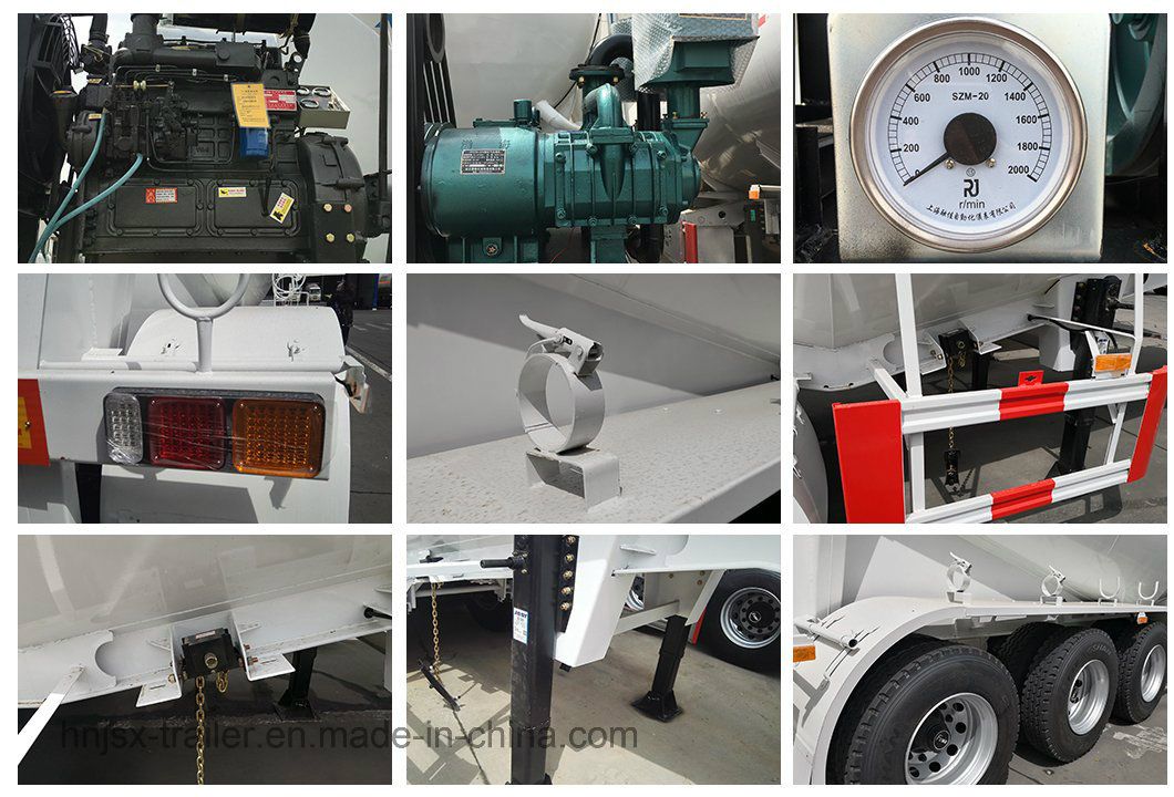 3 Axle 18-70m3 Cement Tank Truck Trailer Bulk Powder Tanker in Malawi