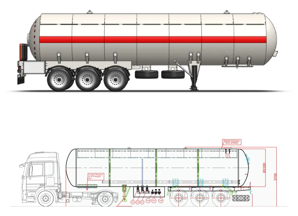 3 Axle 30 - 70m3 LPG Tank Semi Trailer Truck (Design as ASME ADR Tanker)