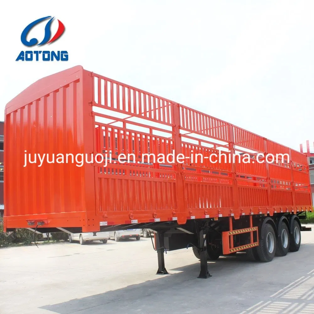 3 Axles 4 Axles 50-80 Tons Bulk Cargo Cattle Transport High Wall Fence Truck Semi Livestock Trailer