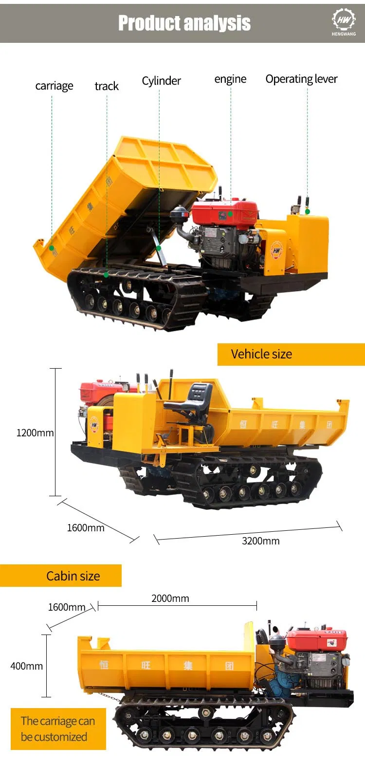 3000kg China Mini Loader Dumper Price for Colombia
