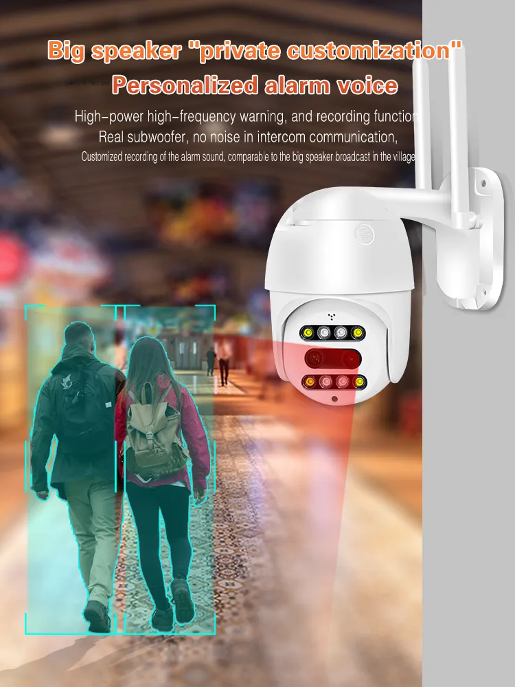 360 Degree 10X Electronic Zoom HD PTZ Camera Ai Smart Humanoid Tracking Camera H. 265 Onvif Outdoor CCTV Surveillance Camera Two Way Audio Day WiFi IP Camera