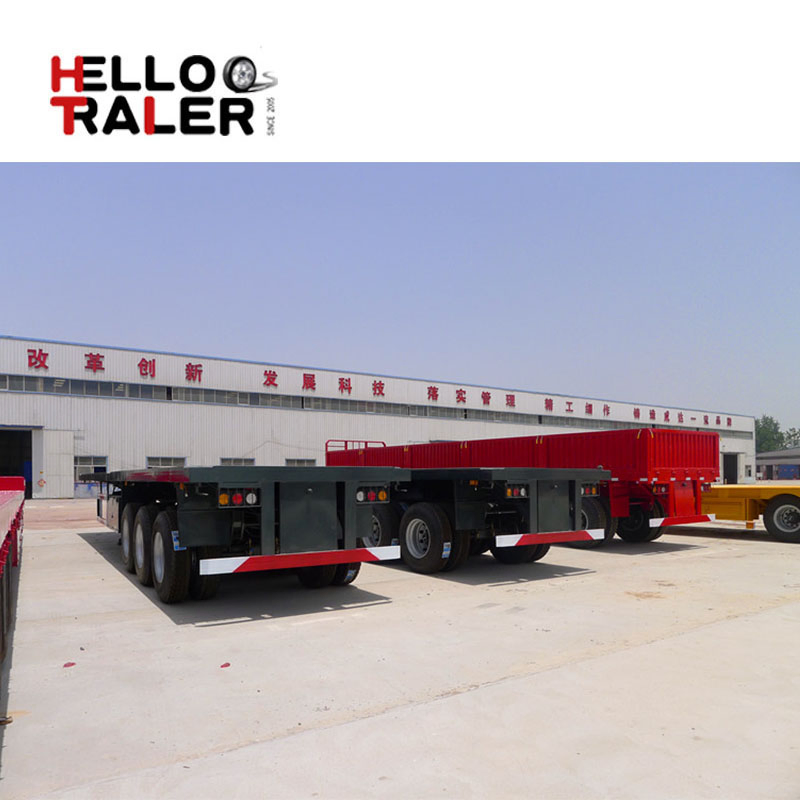 40 FT Tri-Axle Flatbed Container Truck Semi Trailer