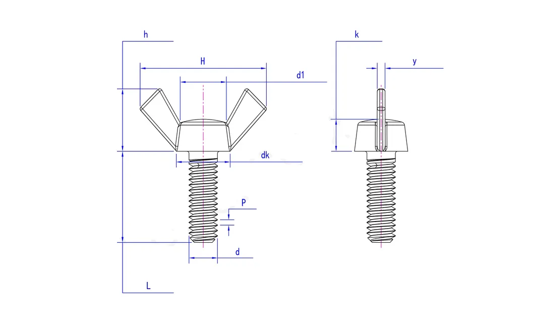 A2 A4 High Precision Good Quality SS304 SS316 DIN318 Wing Bolt