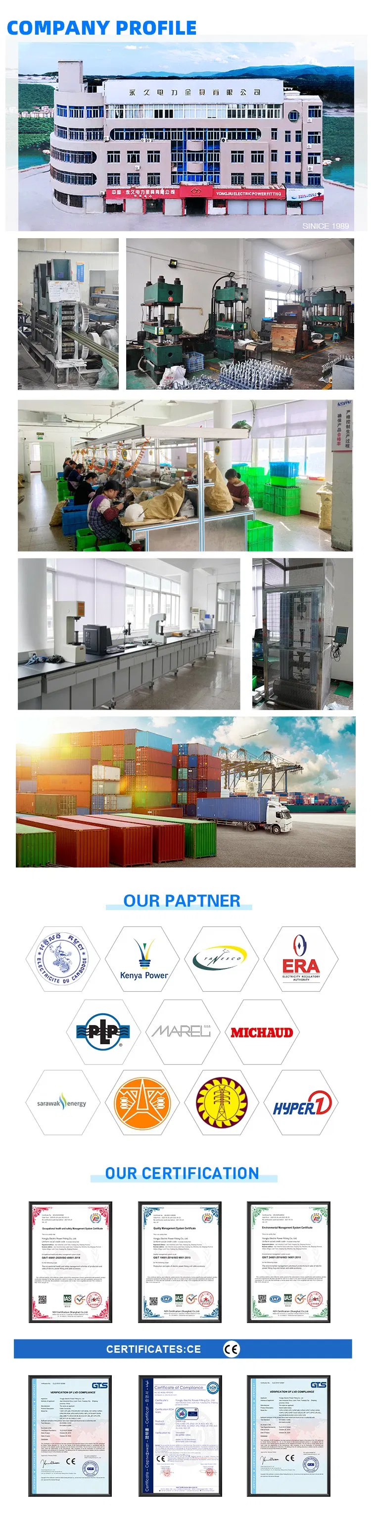 Aluminum Alloy Overhead Line Metal Dead End Cable Tension Clamp