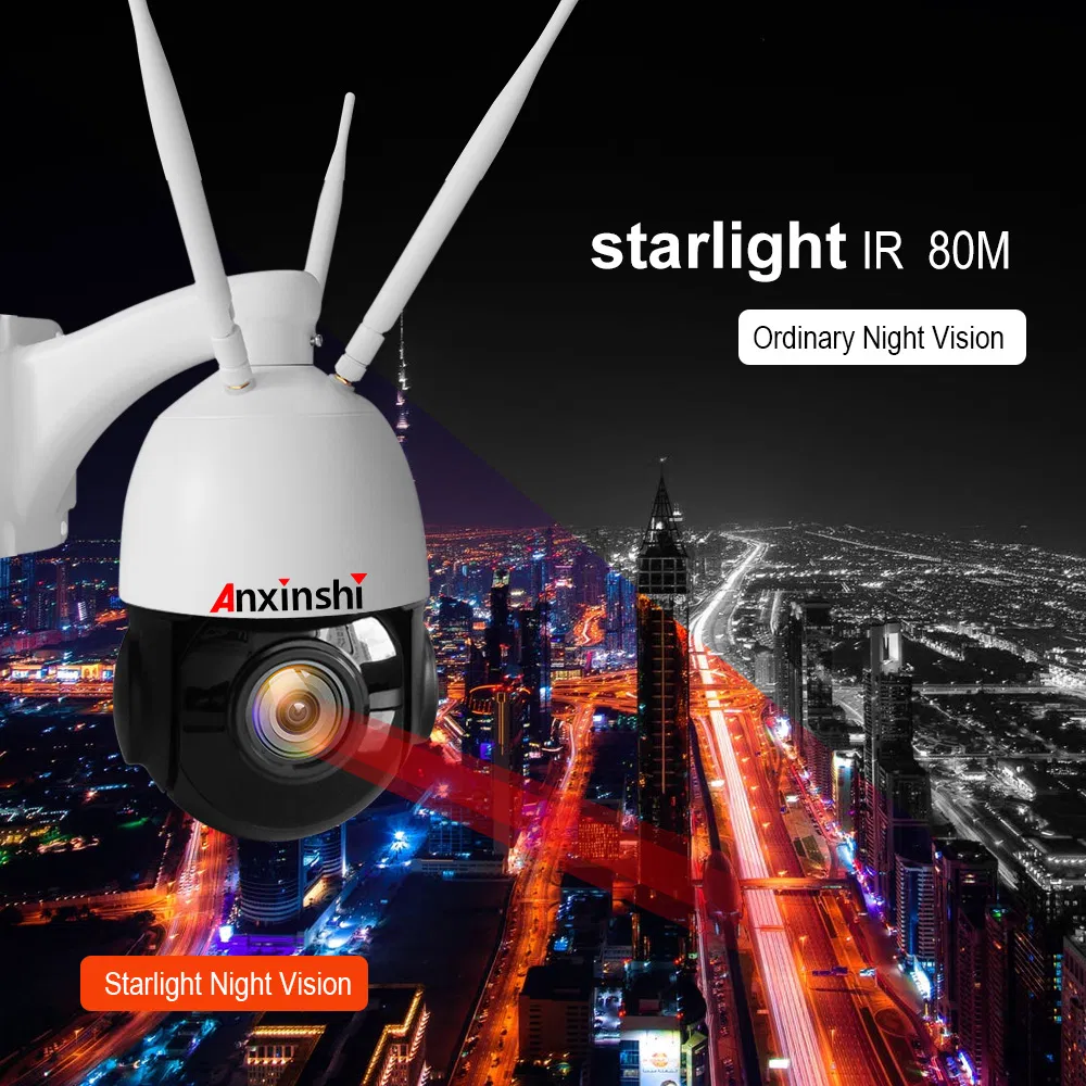 Anxinshi 5MP 3MP 2MP Starlight 4 Inch 4G WiFi PTZ IP Camera