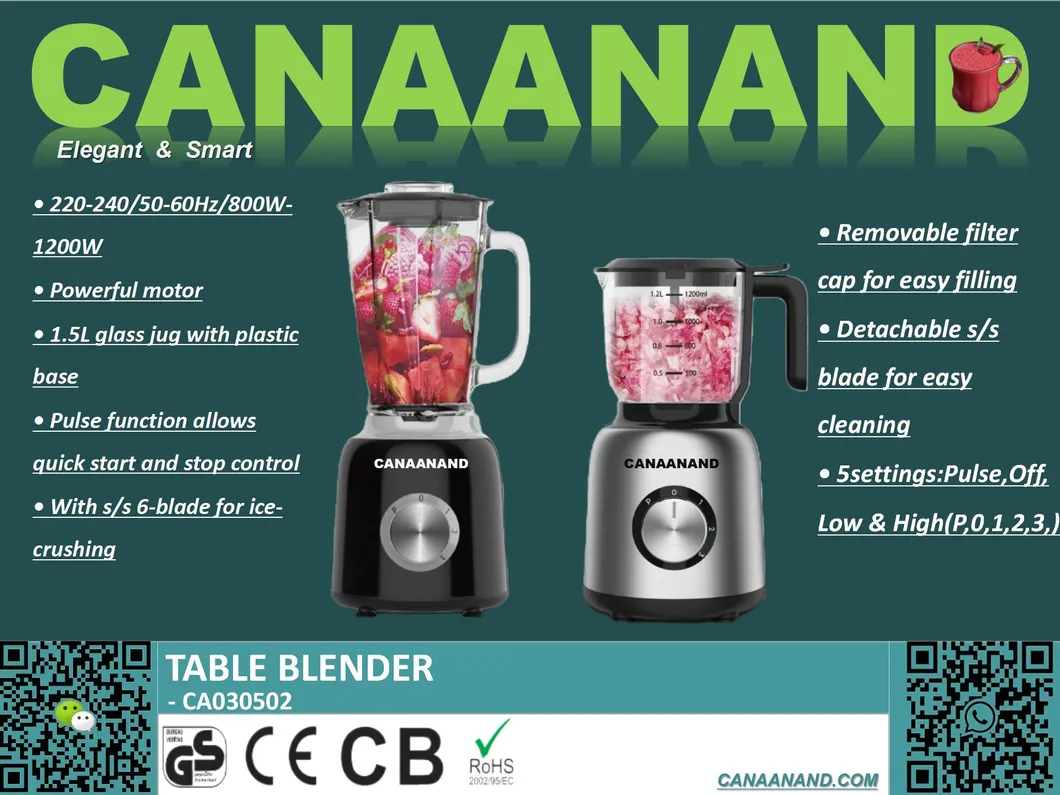 Canaanand - CE GS RoHS Approved 1000W Powerful Touchpad Table Nutri Blender