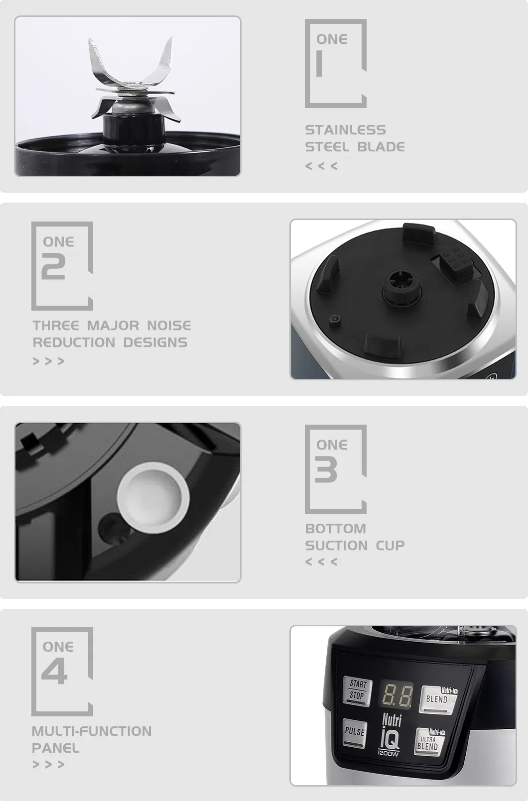 CE/GS/RoHS/LFGB Approved 1200 Watts Nutri Blender with Auto-Iq Base