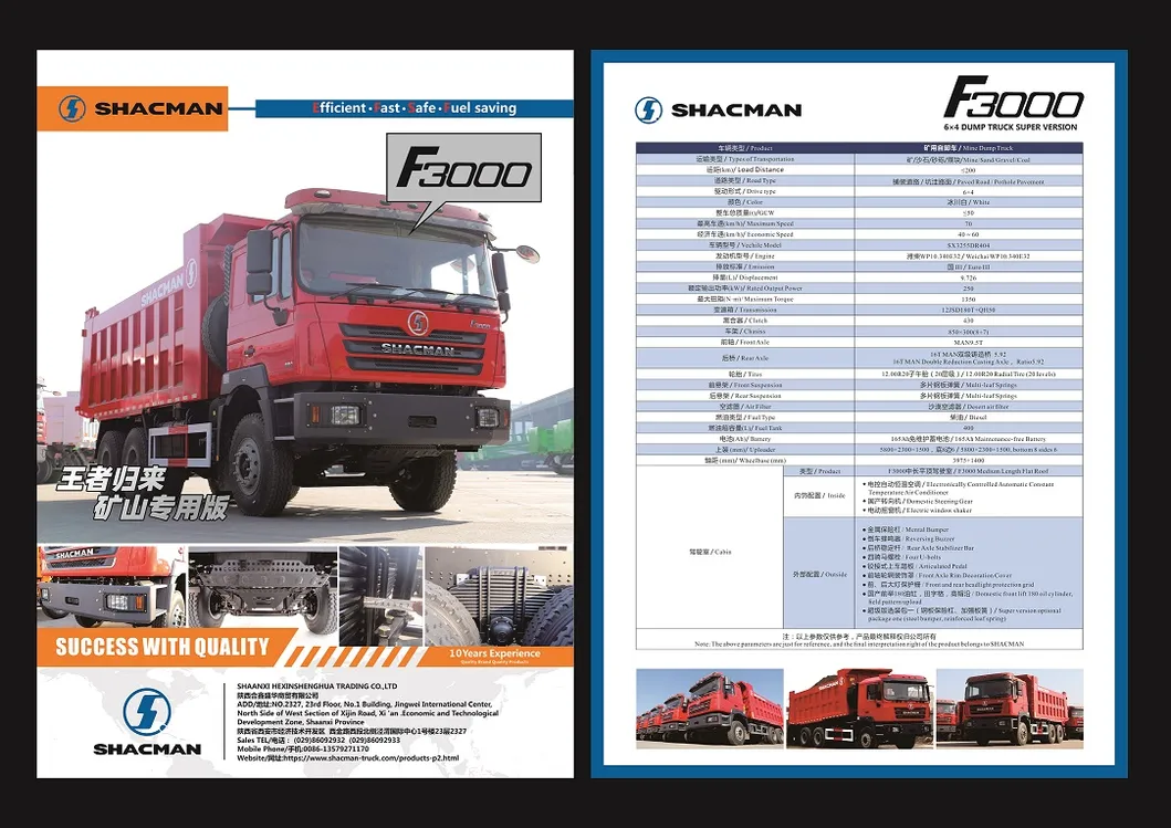 China Shacman 8/10/12 Wheels 4X2 6*4 8*4 Heavy Duty New Tipper Dumper Rear Dumping Tipping Dump Truck with Lower Price