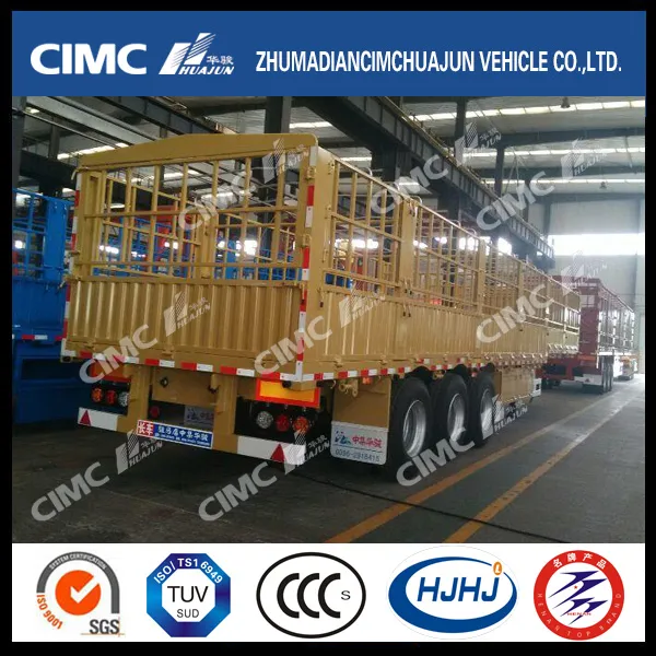 Cimc Huajun Double Stake Cargo Semi Trailer with Longitudinal Cover Stick