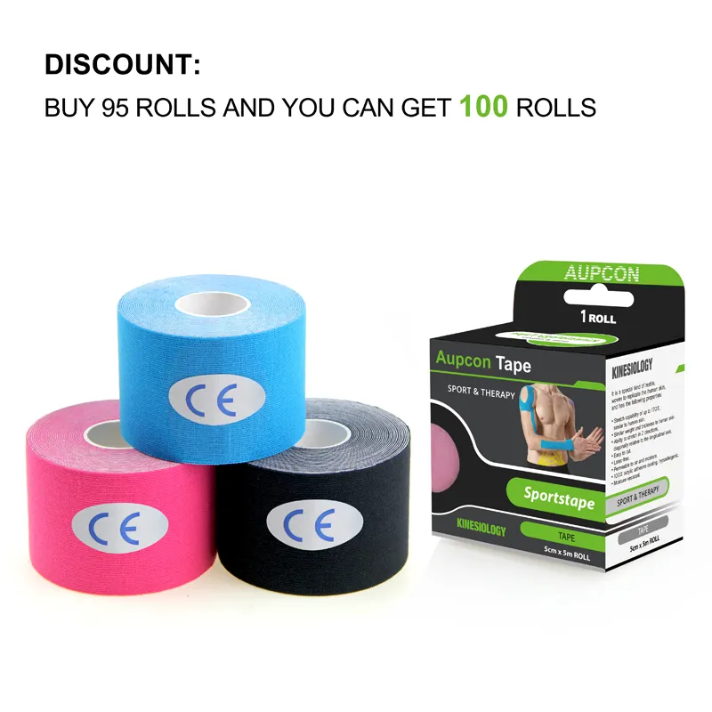 Discount Waterproof Physio Therapy Recovery Elastic Cotton 5cm X 5m Muscle Athletic Support Precut Kinesiology Sports Tape for Pain Relief