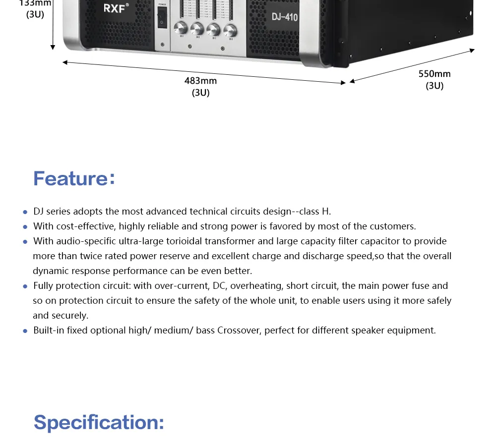 DJ-480 800W*4 Professional Audio Power Amplifier for Outdoor Performance