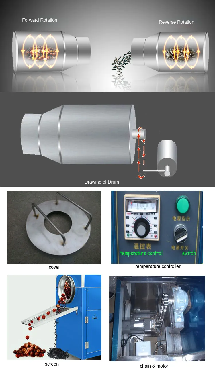 Electric Macadamia Nut Pine Nut Palm Kernel Peanut Roasting Machine Equipment Coffee Pumpkin Seed Peanut Dry Roaster