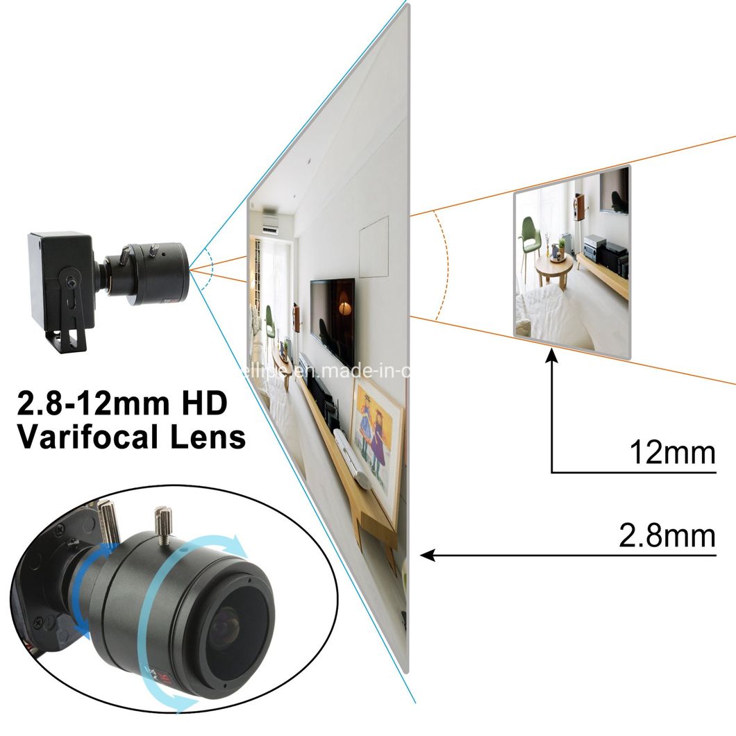 Elp 1280*720p Webcam CCTV USB Camera Module Mjpeg 30fps Ov9712 USB Camera with 2.8-12mm Varifocal Lens