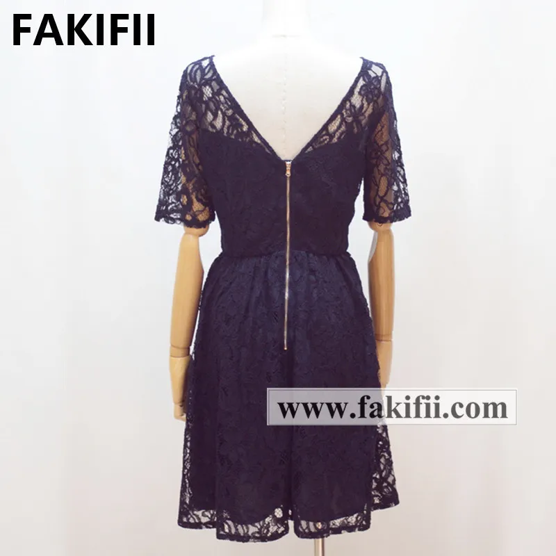 Fakifii Brand Wholesale Customised Lady Clothes 2021 Summer Women Black Lace Dress