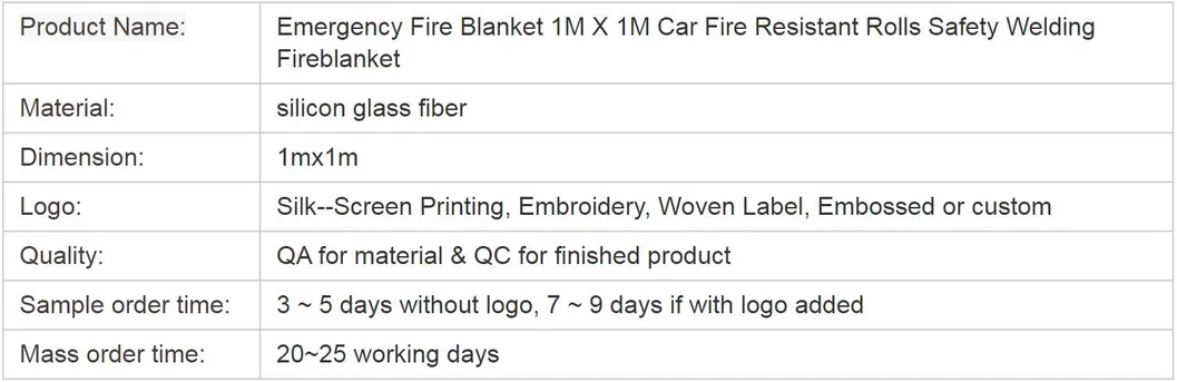 Fire Resistant Composite Emergency Survival Glass Fiber Fire Blanket