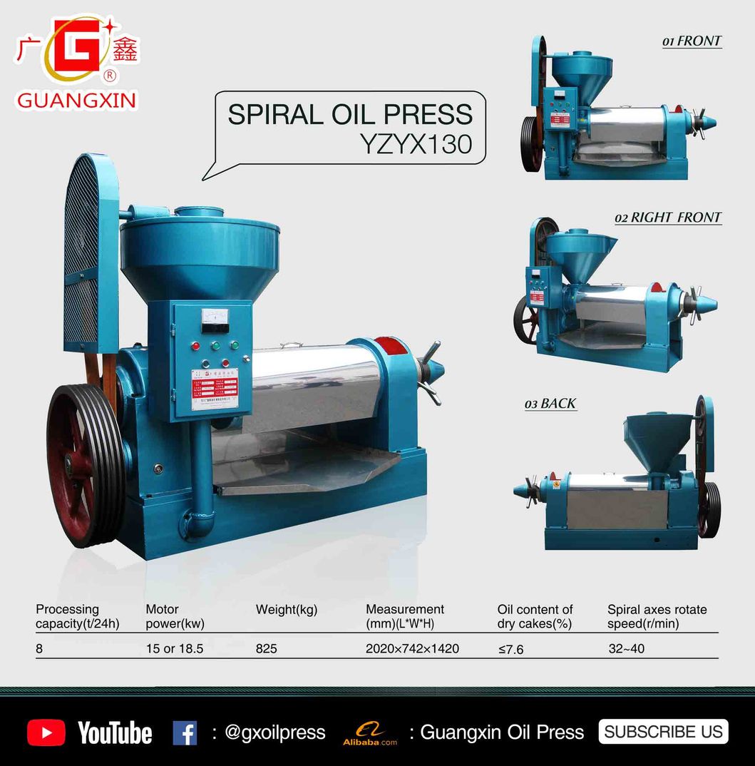 Guangxin 8tpd Screw Oil Press Machine Sunflower Oil Expeller