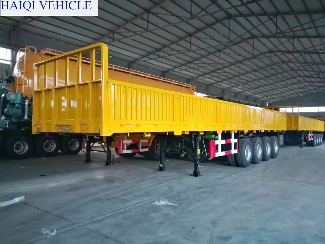 Haiqi Brand Top Quality 3 Axles 50tons High Bed Cargo Semi Trailer