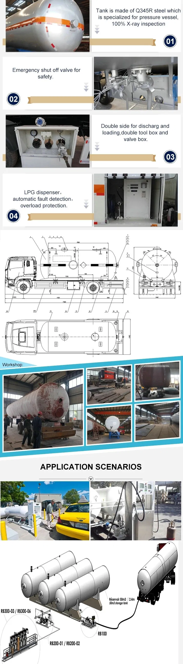 Heavy Duty 3 Axles Anhydrous Ammonia LPG Transport Tank Trailer Carriy 24ton