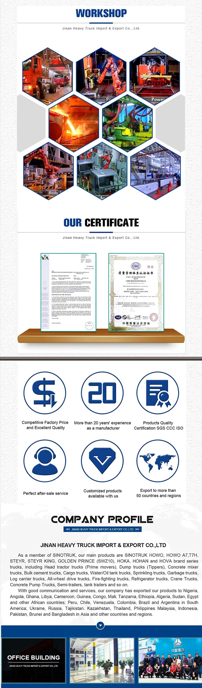 HOWO 8X4 371HP Dump Removable Cargo Box Flatbed Tray Tipper Truck