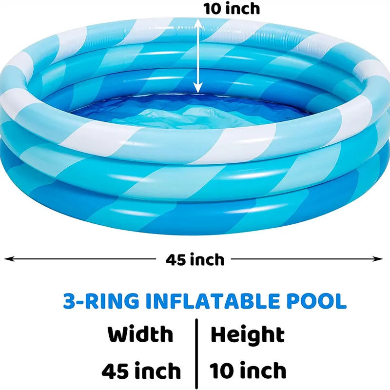 Inflatable Kiddie Pools 2 Packs Blue Summer Fun Swimming Pool