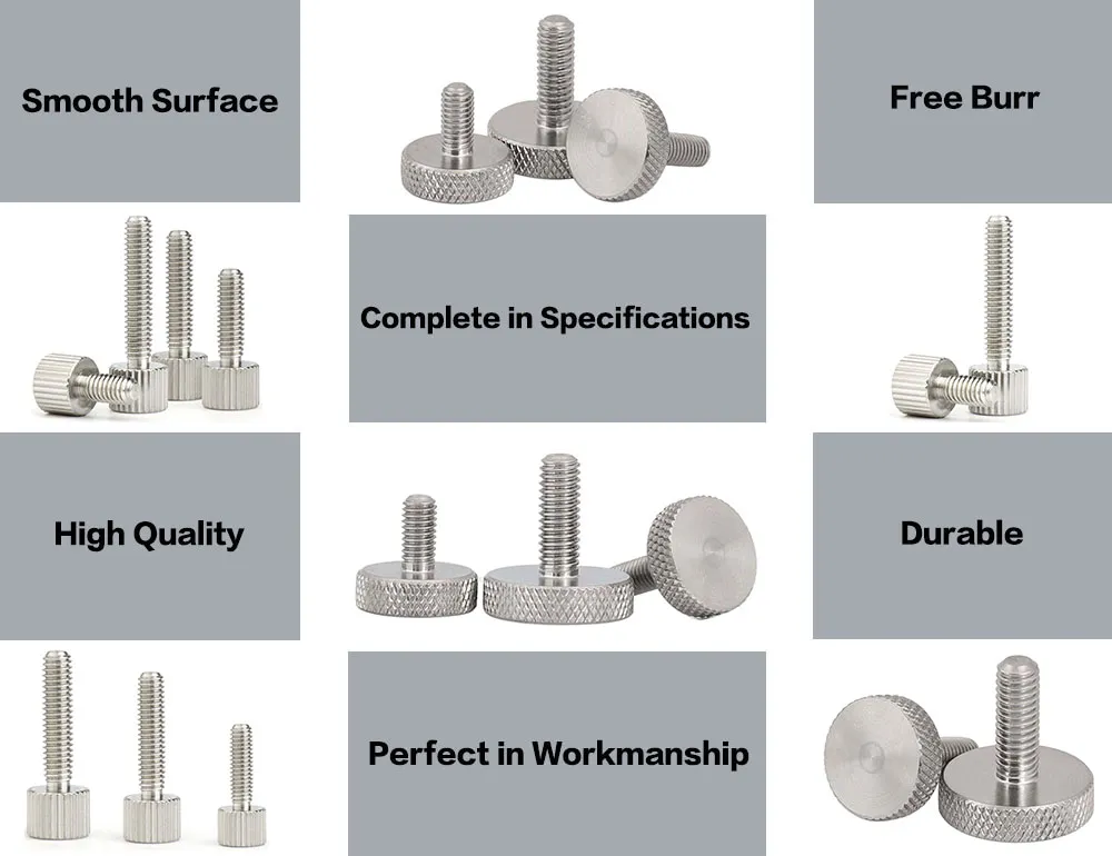 Knurled Thin Thumb Screws DIN 653-1986 Screw Supplier Custom Metal CNC Knurled Thumb Screw Brass Steel Thumb Screw with Nut