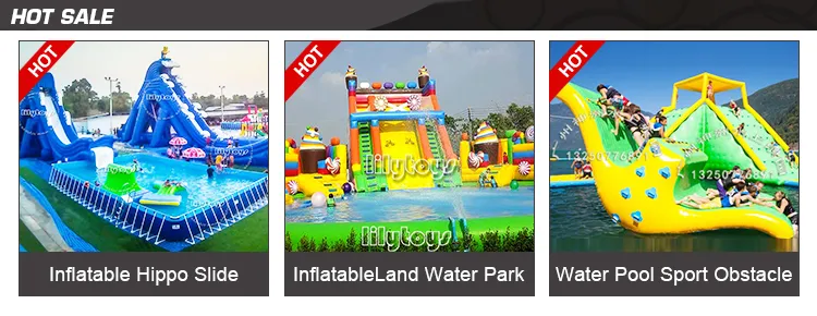 Lilytoys Hippo Commercial Inflatable Water Slide Outdoor Inflatable Jumping Castle Bouncy Slide Kids Inflatable Water Slide with Pool