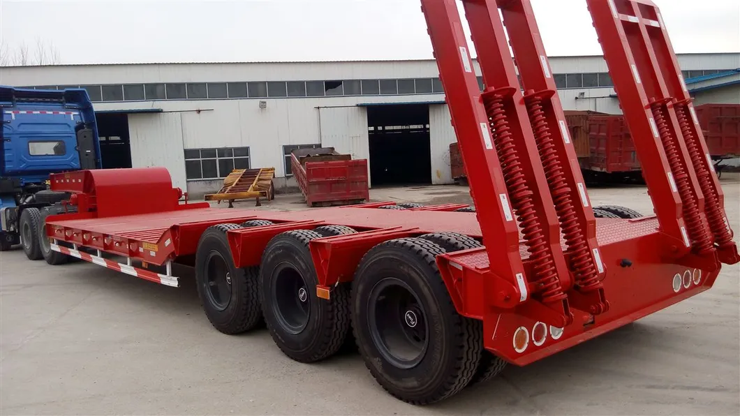 Manufactures 3 Axles Low Bed Semi Trailer Trailers 40FT Tridem Axle Low Loader 60 Ton Lowboy Semi Low Bed Trailer