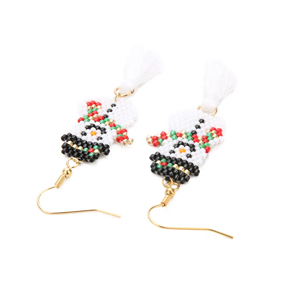 Mlgm Snowman Earrings for Woman 2021 Fashion Bohemian Cute Miyuki Beads Jewelry Handmade White Fringe Fine Piercing Jewellery Earring Wholesale