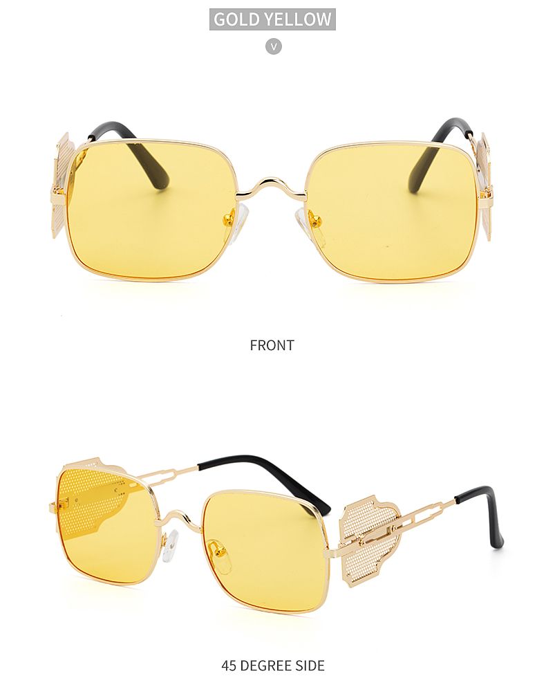 New Steampunk Sunglasses Men Metal Side Windproof Sunglasses Square Glasses Sunglasses