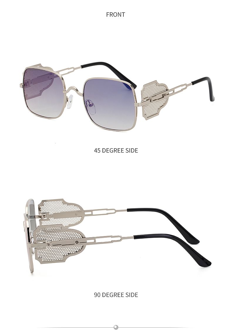 New Steampunk Sunglasses Men Metal Side Windproof Sunglasses Square Glasses Sunglasses
