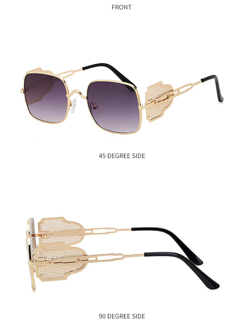 New Steampunk Sunglasses Men Metal Side Windproof Sunglasses Square Glasses Sunglasses