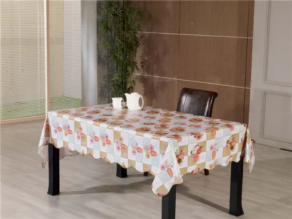 Nonwoven/Flannel/Fabric Backing PVC Printed Tablecloth LFGB Oko-Tex Wholesale China Factory