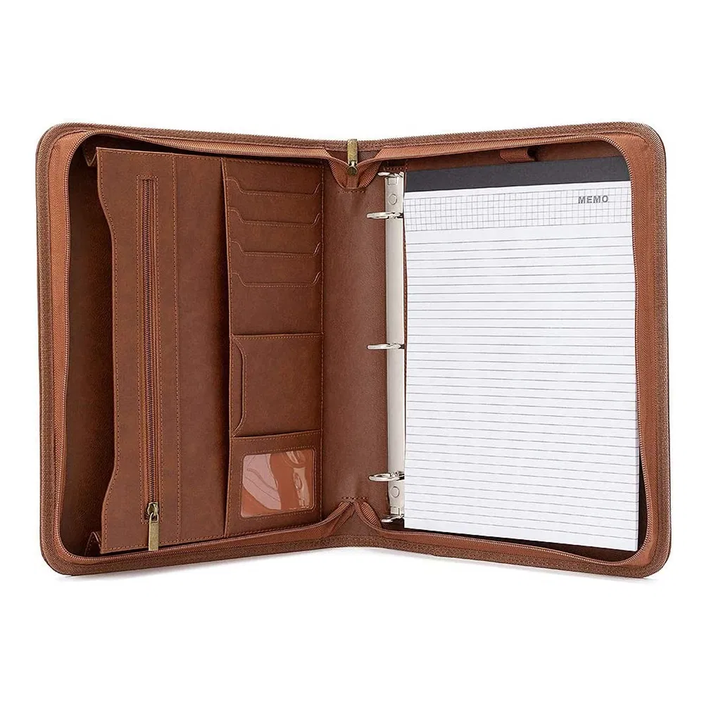 Office Supplies A4 Organizer PU Folding Bag Faux Leather Binder File Folders Portfolio