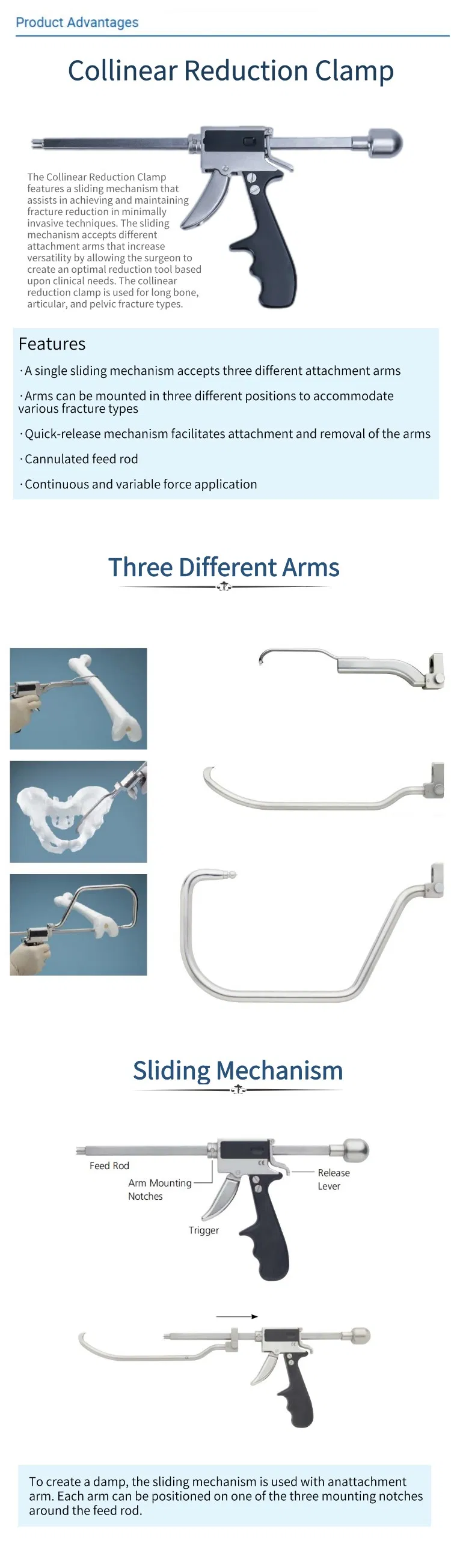 Orthopedic Surgical Instrument Collinear Reduction Clamp Instrument Set for Trauma Surgery
