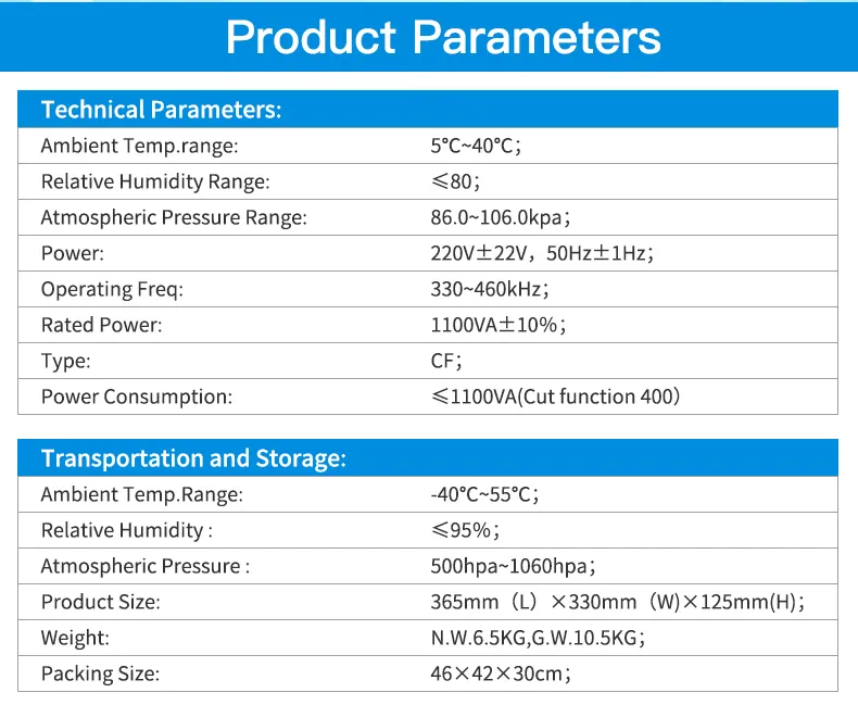 Orthopedics, Obstetrics and Gynecology Electro-Surgical Unit High Frequency Electric Unit with Generator Knife for Endoscope Interface