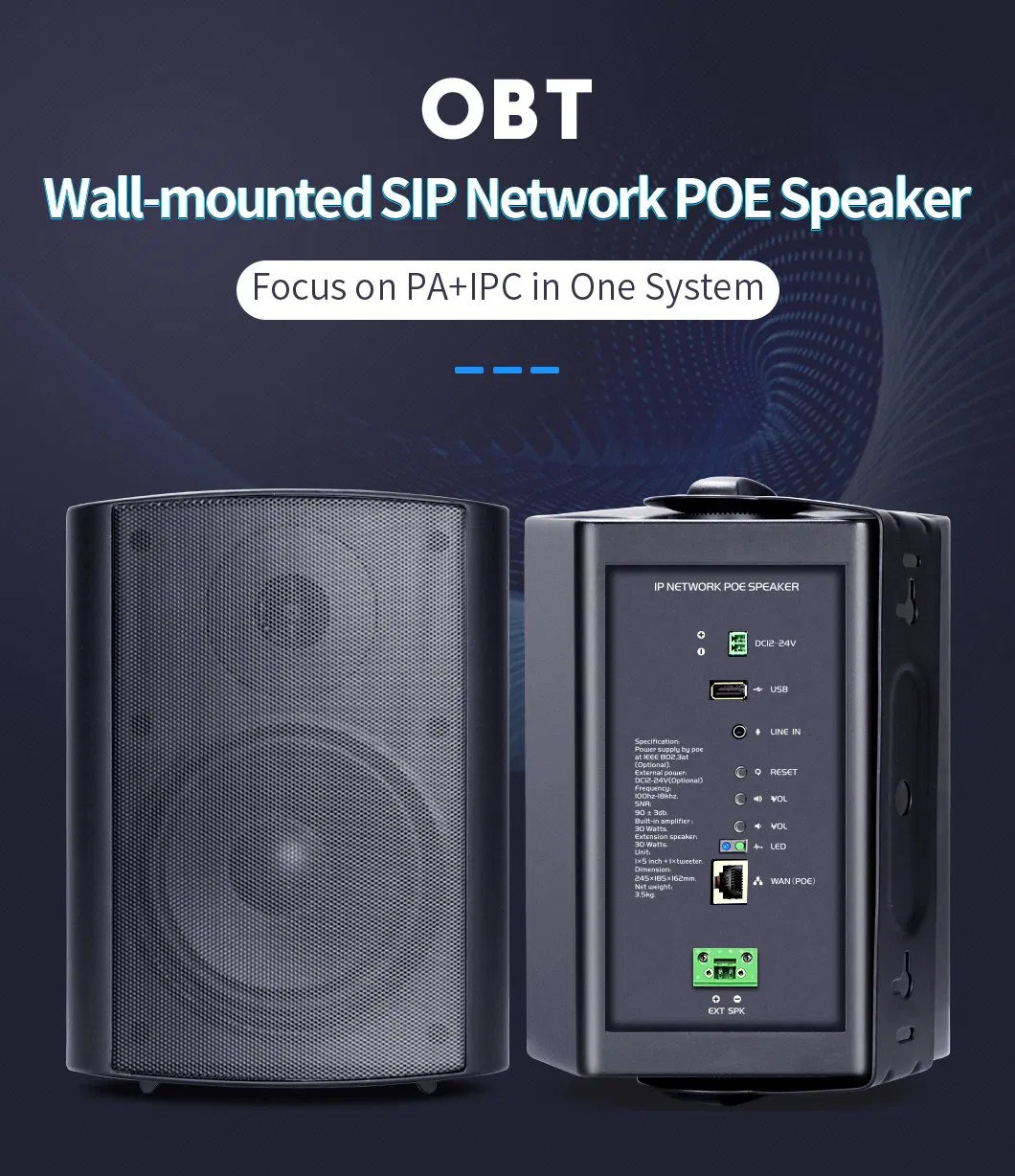 Popular IP Audio Streams Wall Poe Powered Network SIP Speaker