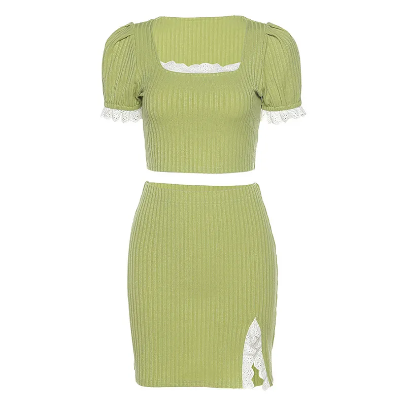 Pure Color The Jacket That Show Hilum Split Skirt Outfit