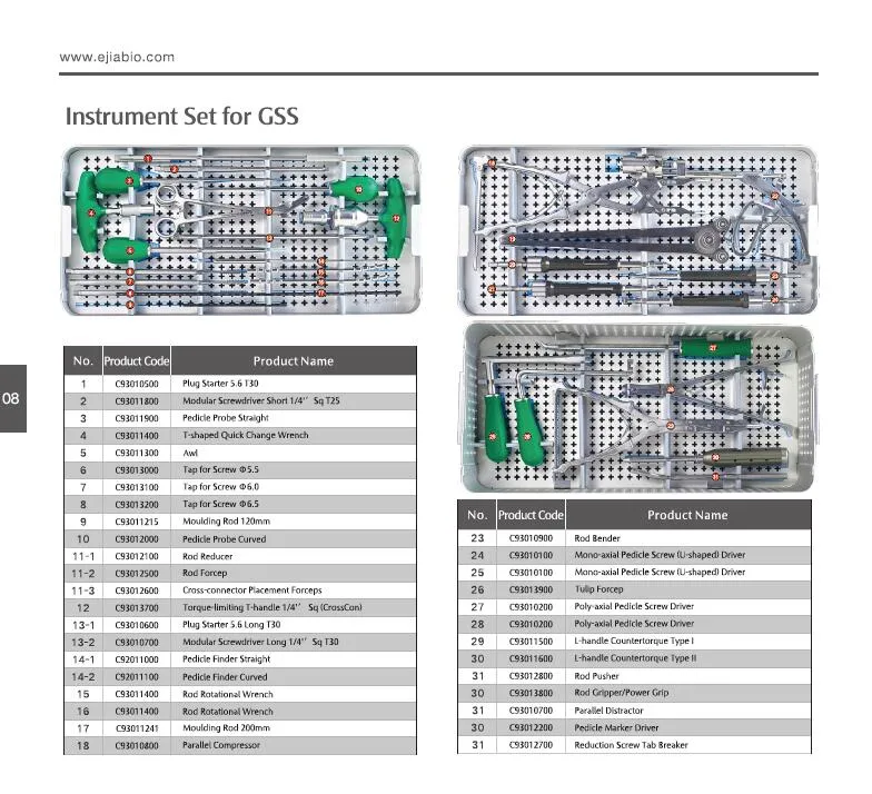 Stainless Steel Gss Instrument Kit Spine Surgery