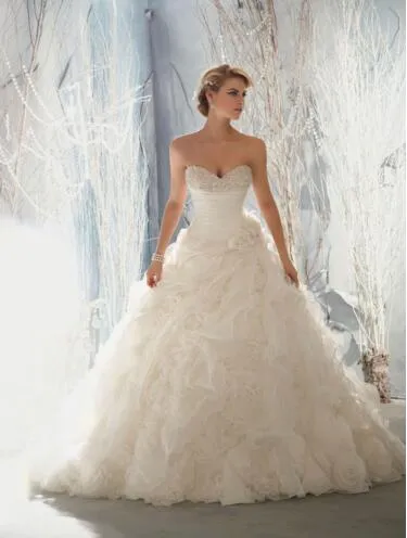 Strapless Bridal Ball Gown Sweetheart Flowers Wedding Dresses W1471936
