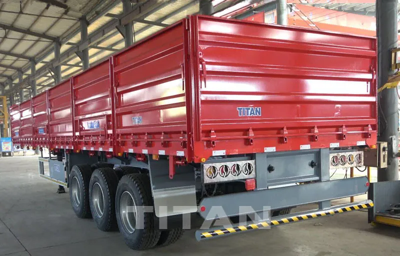 Titan 60 Tons Sidewall Grain Hopper Bulk Cargo High Bed Side Semi Trailer for Sale