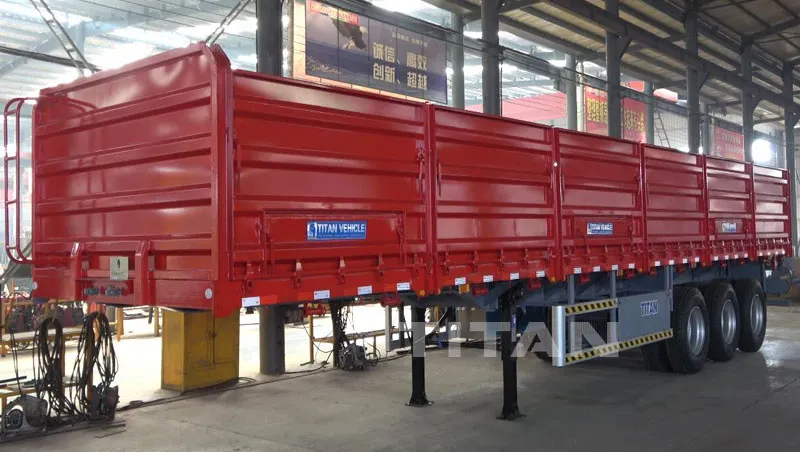 Titan 60 Tons Sidewall Grain Hopper Bulk Cargo High Bed Side Semi Trailer for Sale