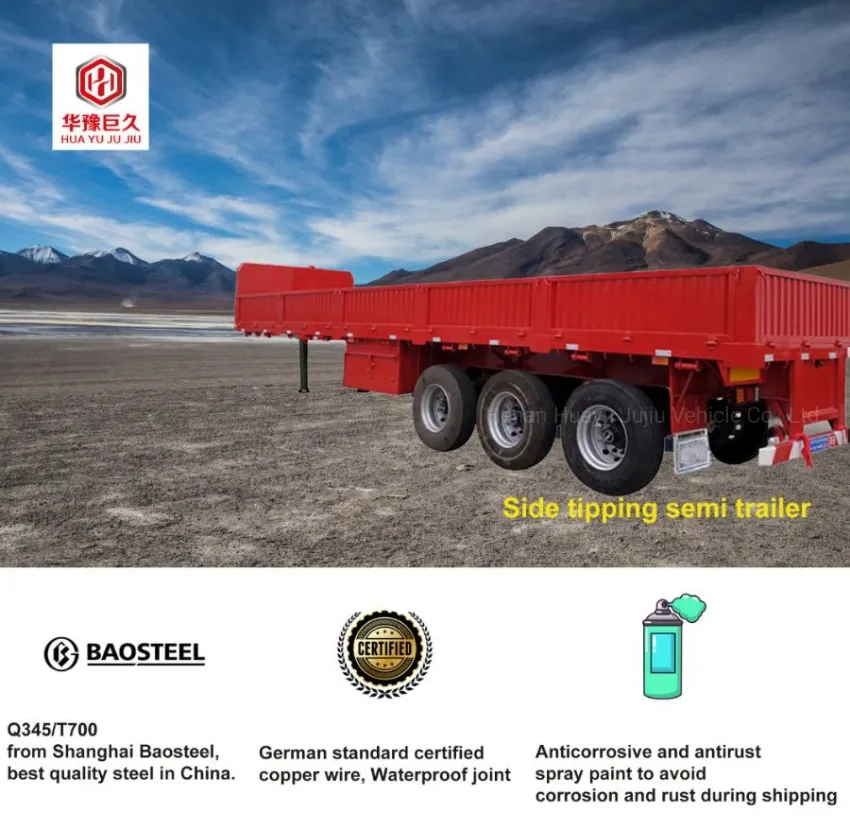 Tri-Axle 60tons Side Self Tipper/Dump Semi Trailer Cargo Truck