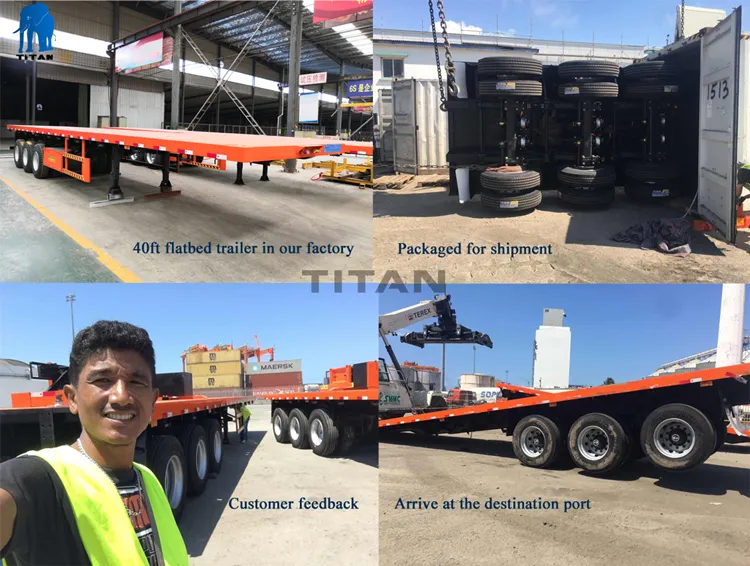Tripple Axle Flat Bed 40FT Container Carrier Trailer Platform Semi Truck Flatbed Trailer for Sale Price